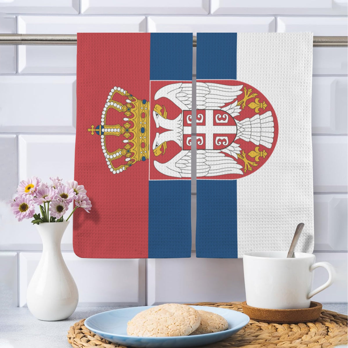 Serbia Flag Inspired Kitchen Towel 40X60cm (Pack of 2) | Printed In the USA