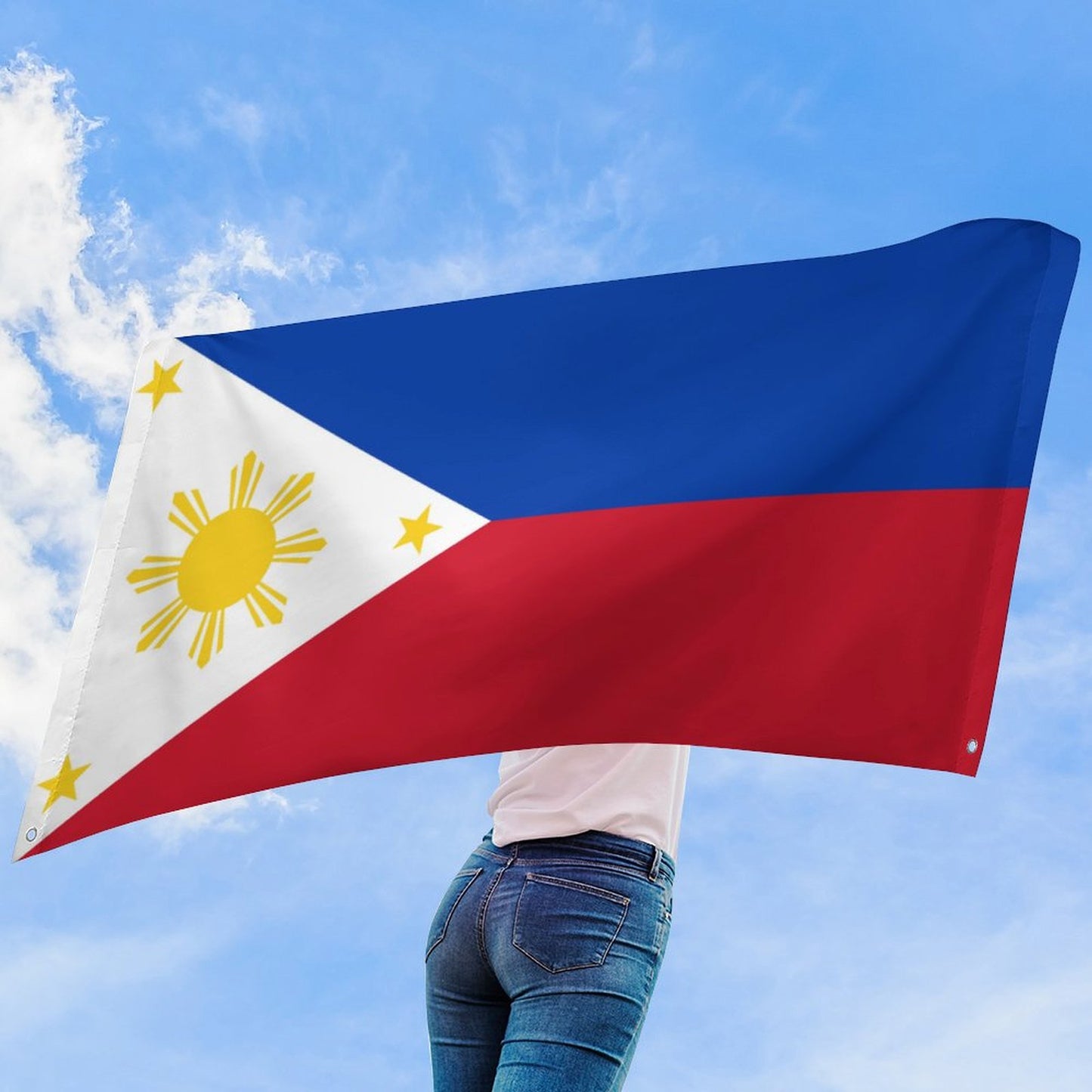 Philippines Flag Inspired Wall Mount Flag with Four Grommets (35x59 in)