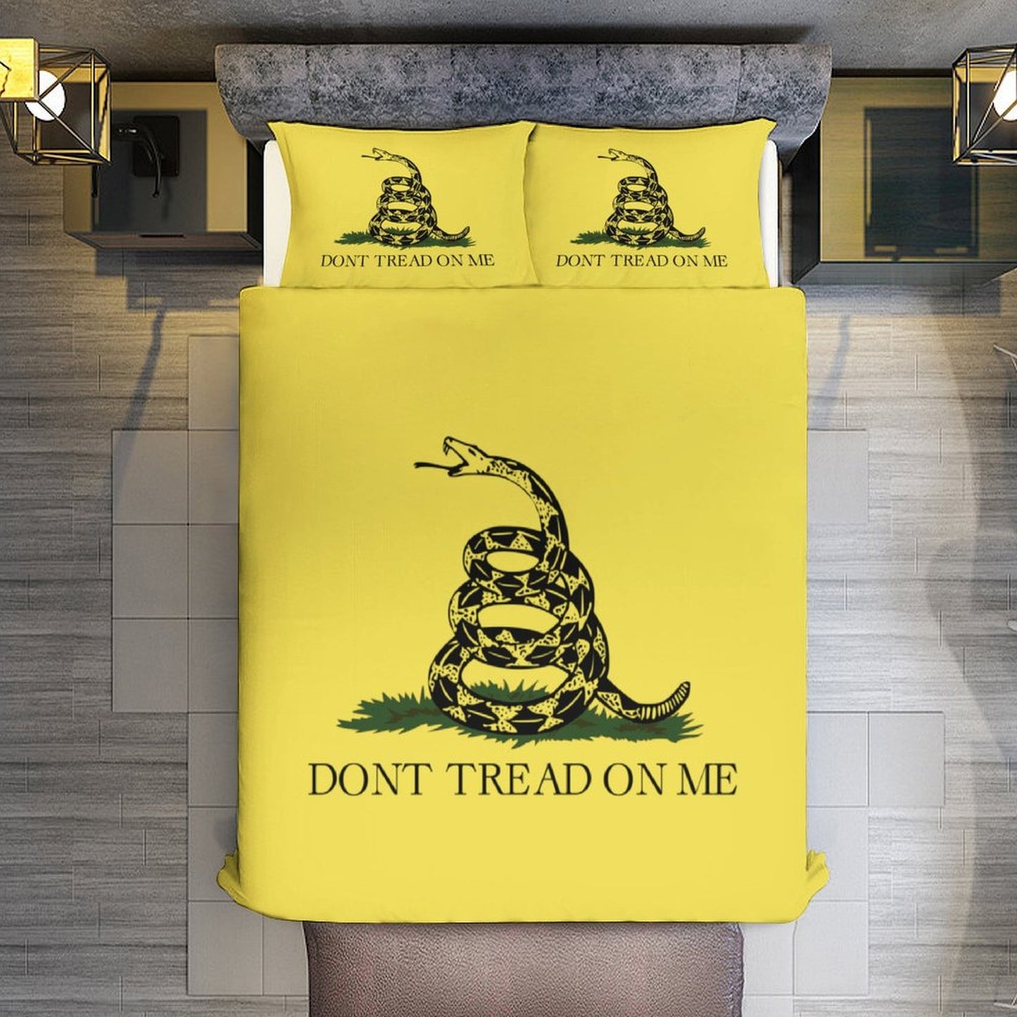 Gadsden Flag Inspired 3-Piece Bedding Set (1 Duvet Cover + 2 Pillow Shams) – 102"×90"