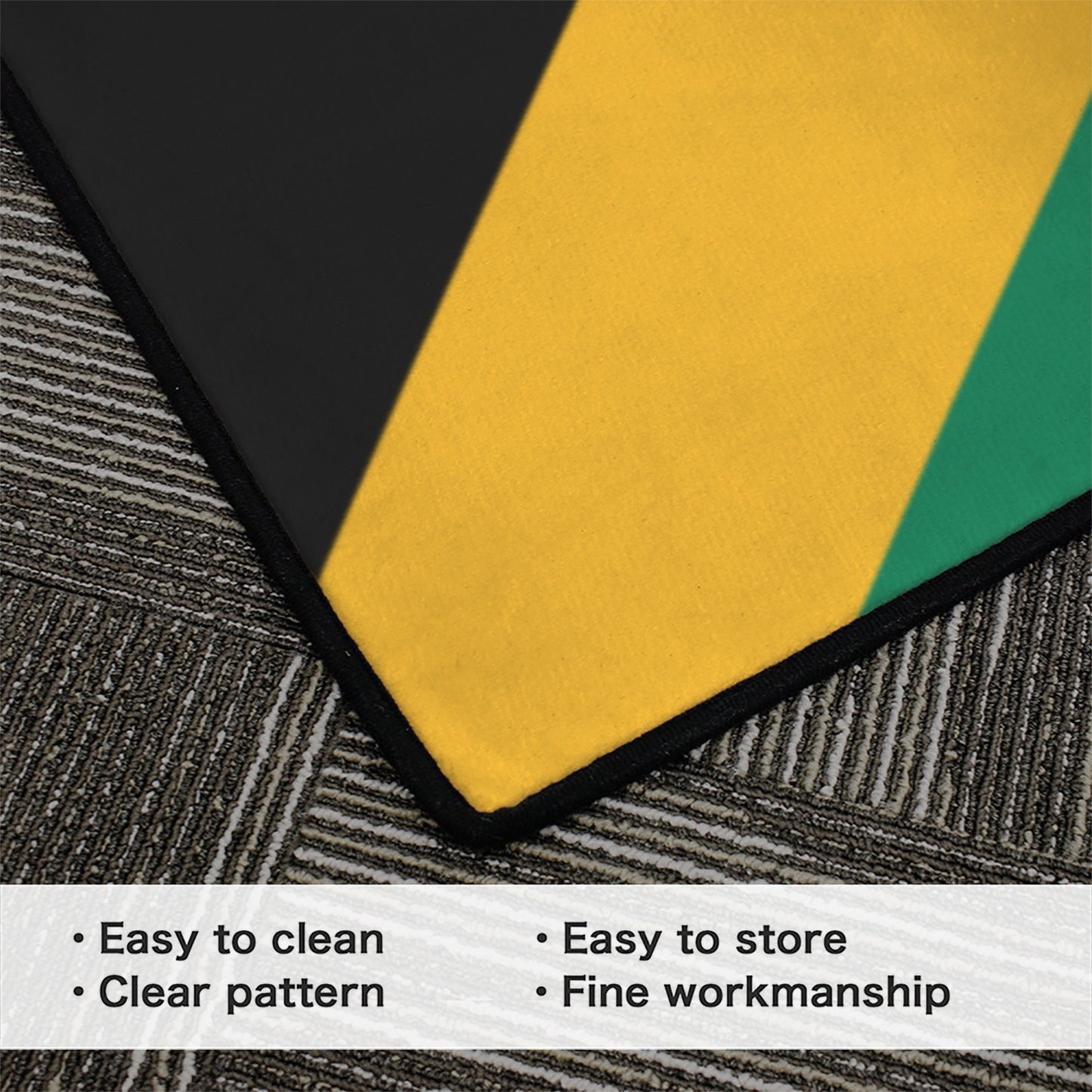 Jamaica Flag Inspired 84x60 Inch Area Rug with Black Binding (Made in the USA)