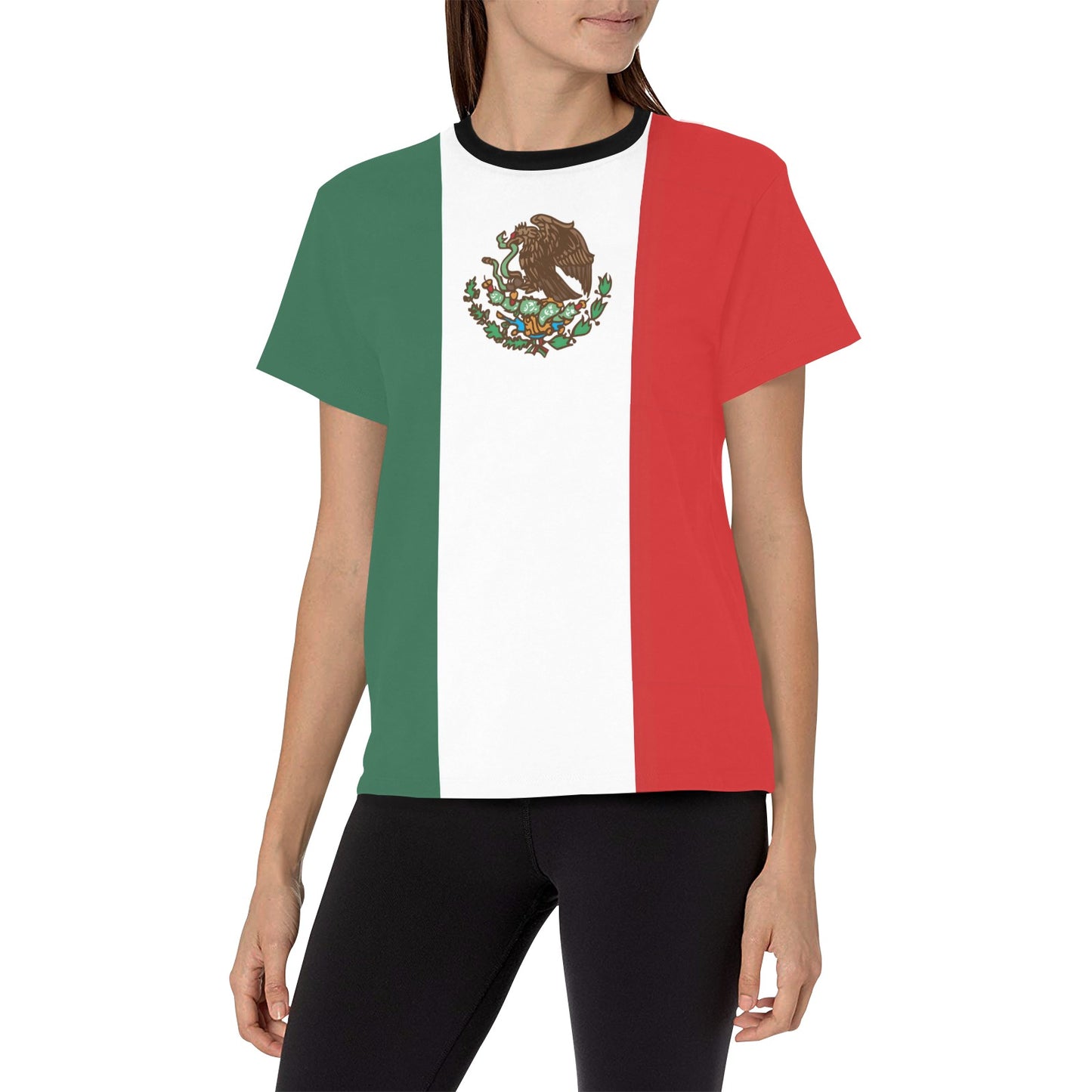 Mexico Flag Inspired Women's Crew Neck T-Shirt | Ships from USA