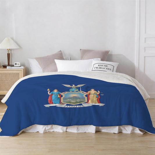 New York Flag Inspired Sherpa Fleece Blanket 90" x 108" | Printed in the USA