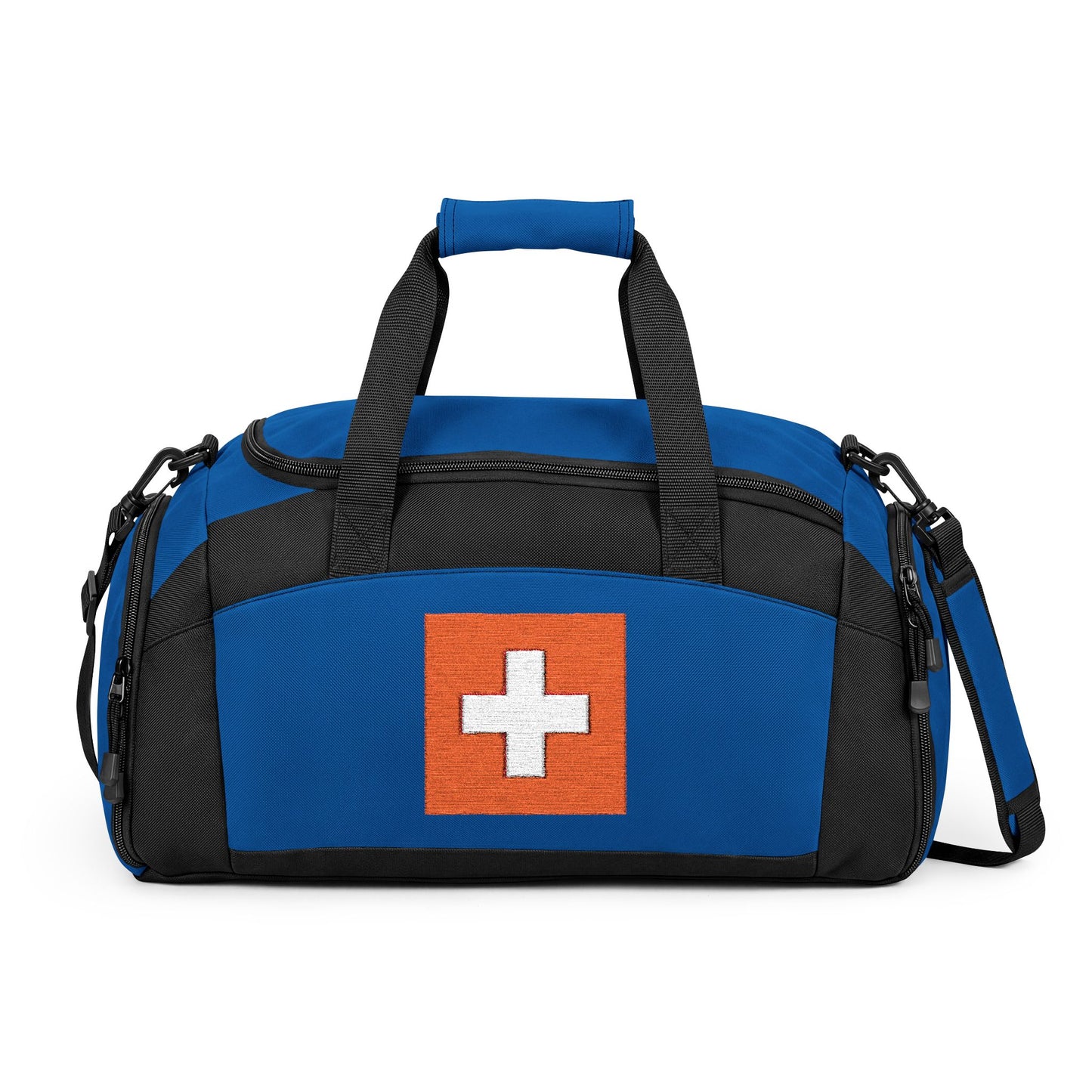 Switzerland Flag Gym Bag — Black Duffle with Embroidered Switzerland Flag