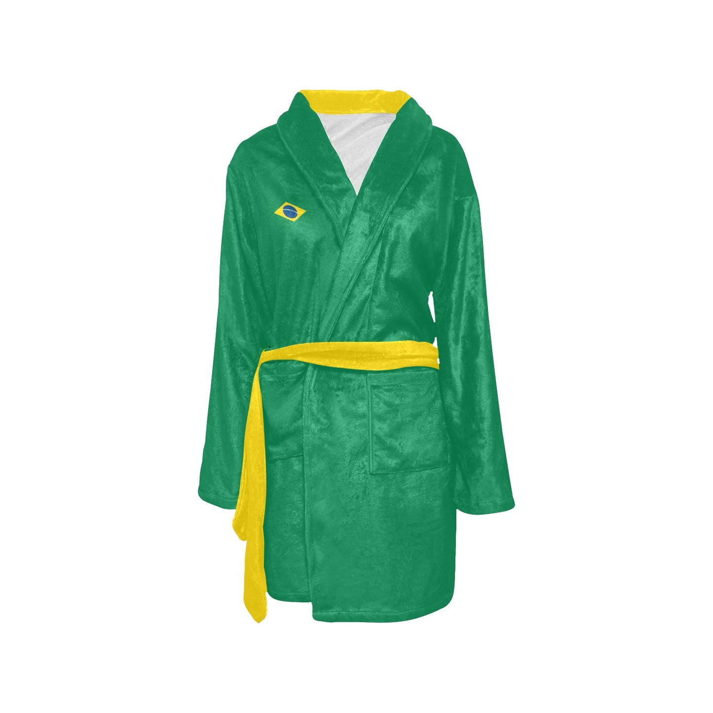 Brazil Flag Inspired Women's Fleece Robe