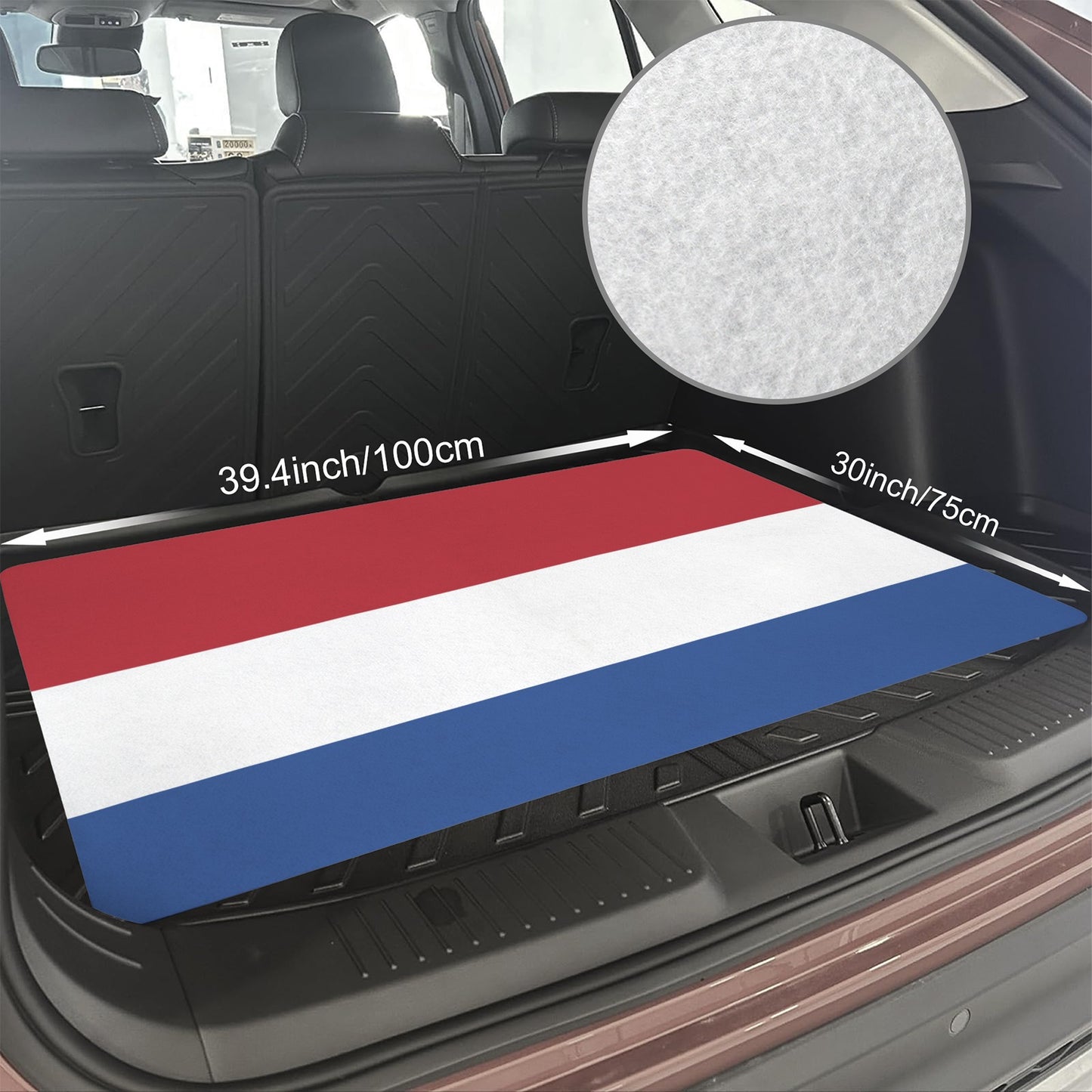 Netherlands Flag Inspired Car Trunk Mat 100 × 75 cm / 39.4 × 30 in Printed in the USA