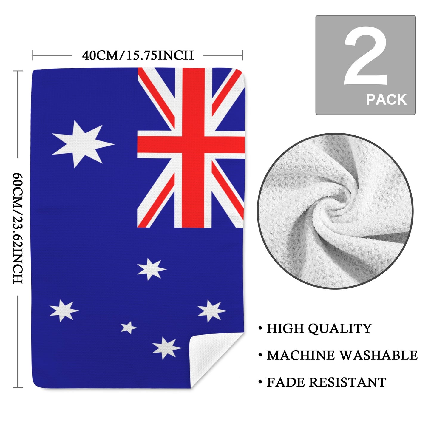 Australia Flag Inspired Kitchen Towel 40X60cm (Pack of 2) (Made in the USA)