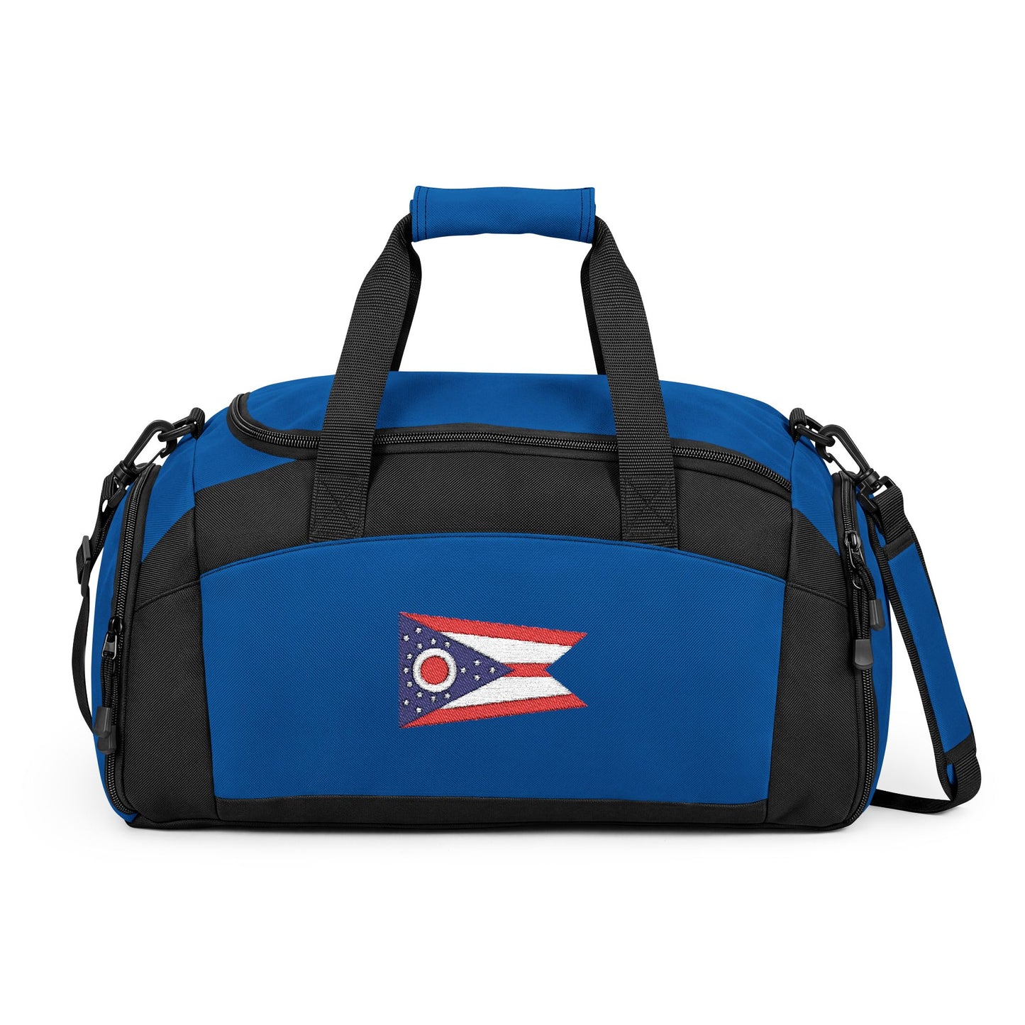 Ohio Flag Gym Bag — Black Duffle with Embroidered Ohio Flag