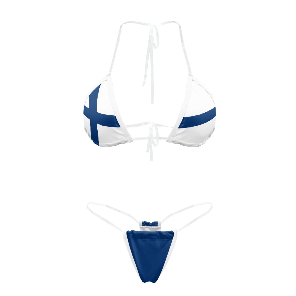 Finland Flag Inspired Transparent String Bikini