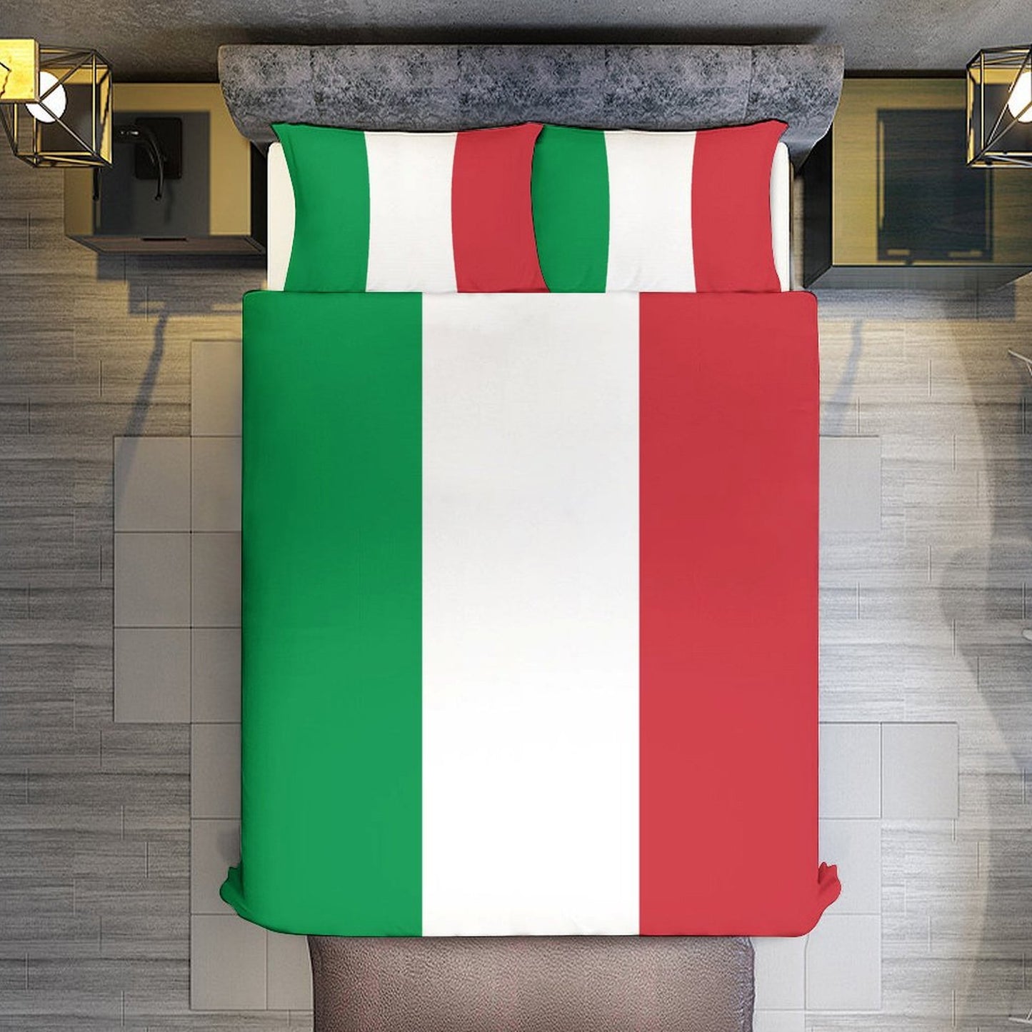 Italy Flag Inspired 3-Piece Bedding Set (1 Duvet Cover + 2 Pillow Shams) – 102"×90"