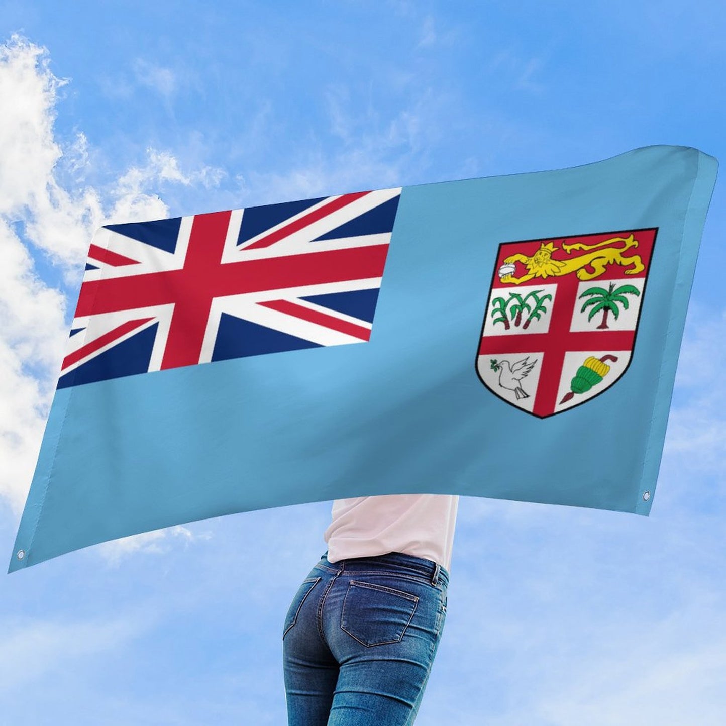 Fiji Flag Inspired Wall Mount Flag with Four Grommets (35x59 in)