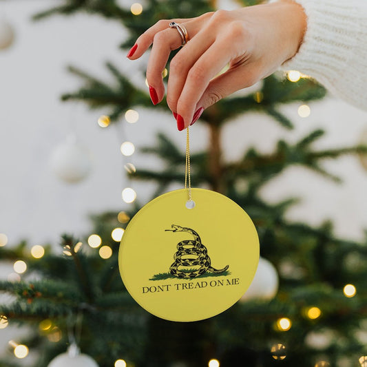 Gadsden Flag Inspired Circle Ceramic Ornament Made in USA Circle Ceramic Ornament (Made in USA)