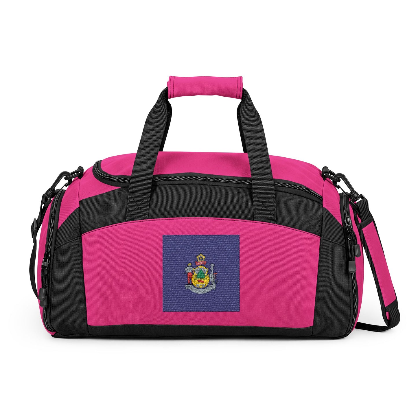 Michigan Flag Gym Bag — Black Duffle with Embroidered Michigan Flag