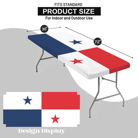Panama Flag Inspired Custom Elastic Fitted Tablecloth 72x30 inch (Made in the USA)