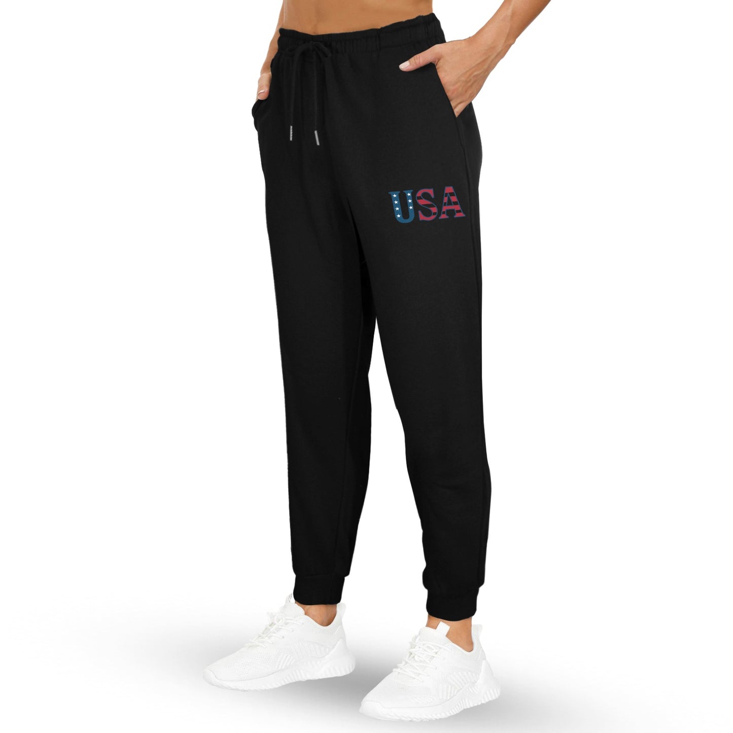 USA/American Flag Inspired USA Letters Unisex Fleece Sweatpants (Left Printing) | Ships from USA