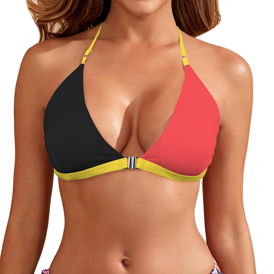 Belgium Flag Inspired Front Buckle Triangle Bikini Top