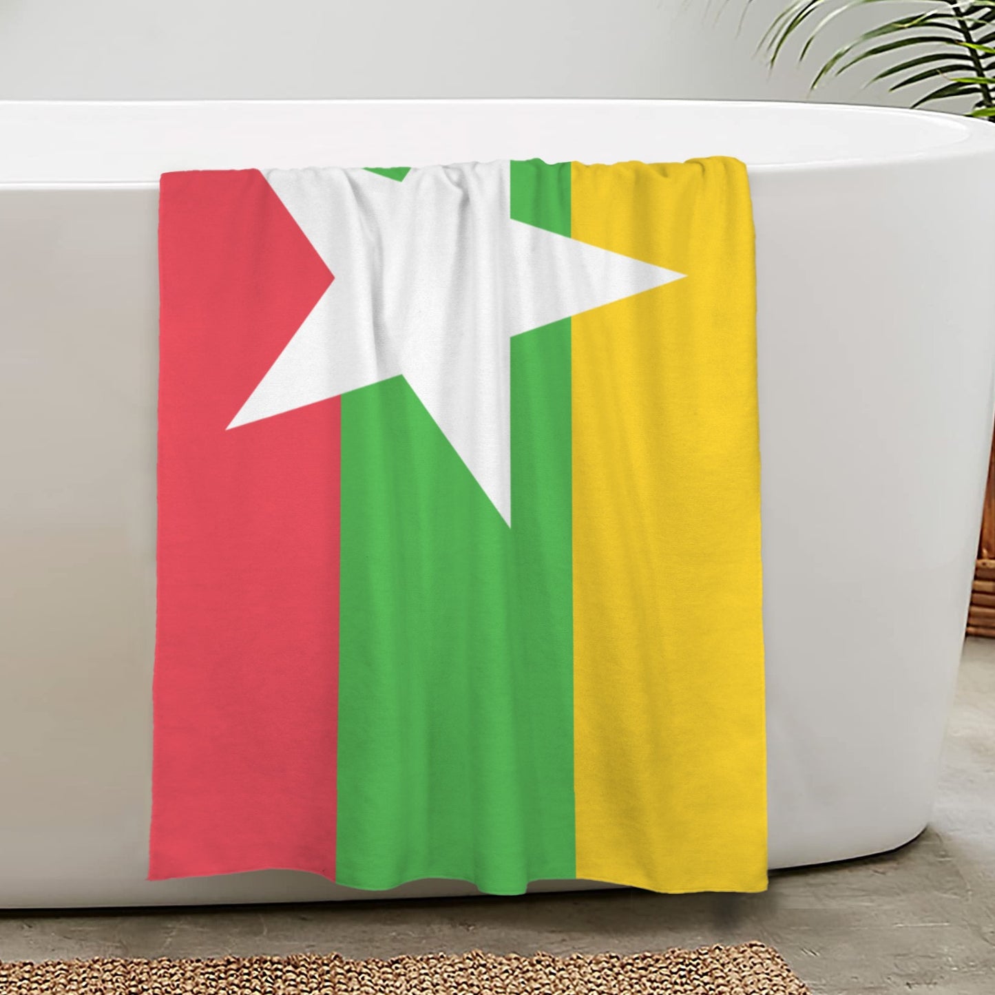 Myanmar Flag Inspired Custom Bath Towel 29"x58"(Made in USA)