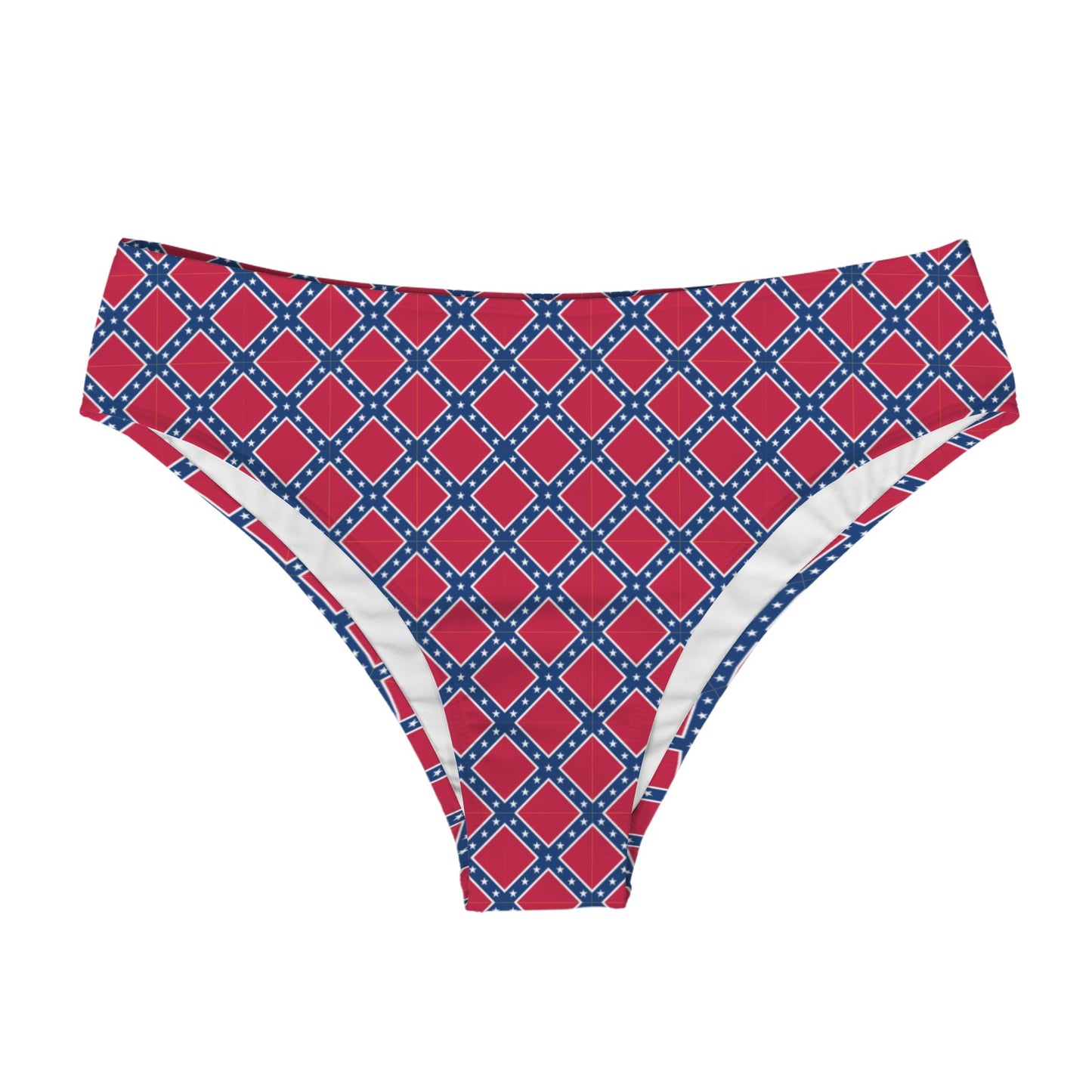 Confederate States Battle Flag Pattern High-Waisted Bikini Bottom