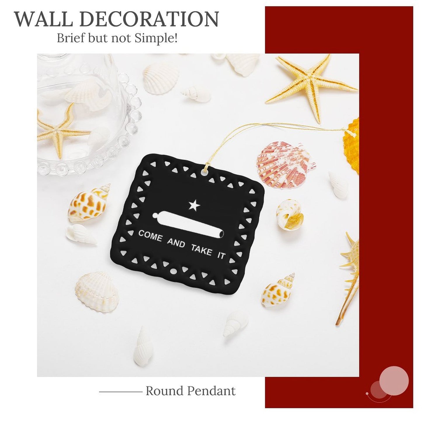 Come and Take It Flag Inspired Square Ceramic Ornament Made in the USA