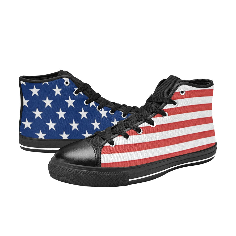 USA/American Flag Inspired Kid's High Top Canvas Shoes