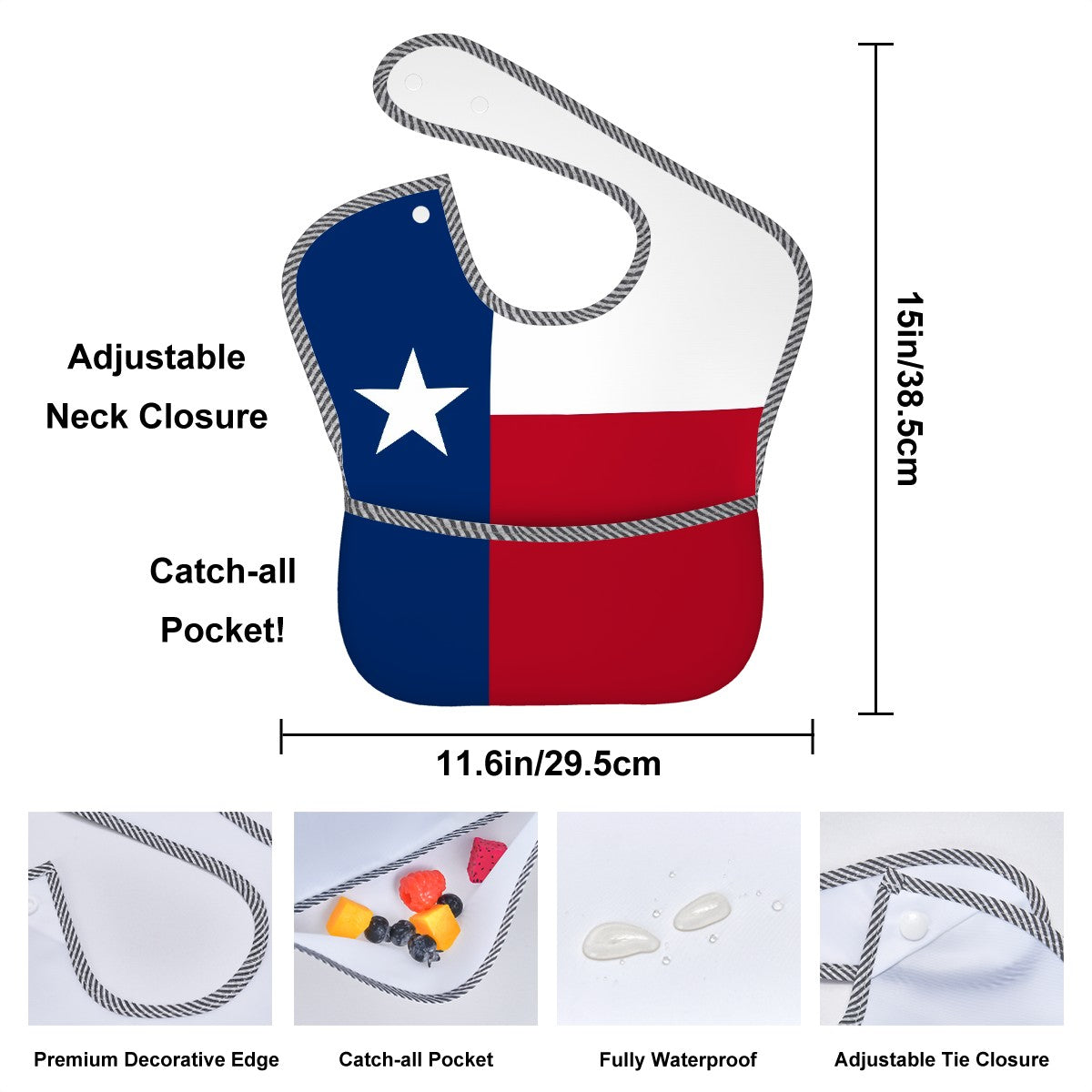 Texas Flag Inspired Baby Bib