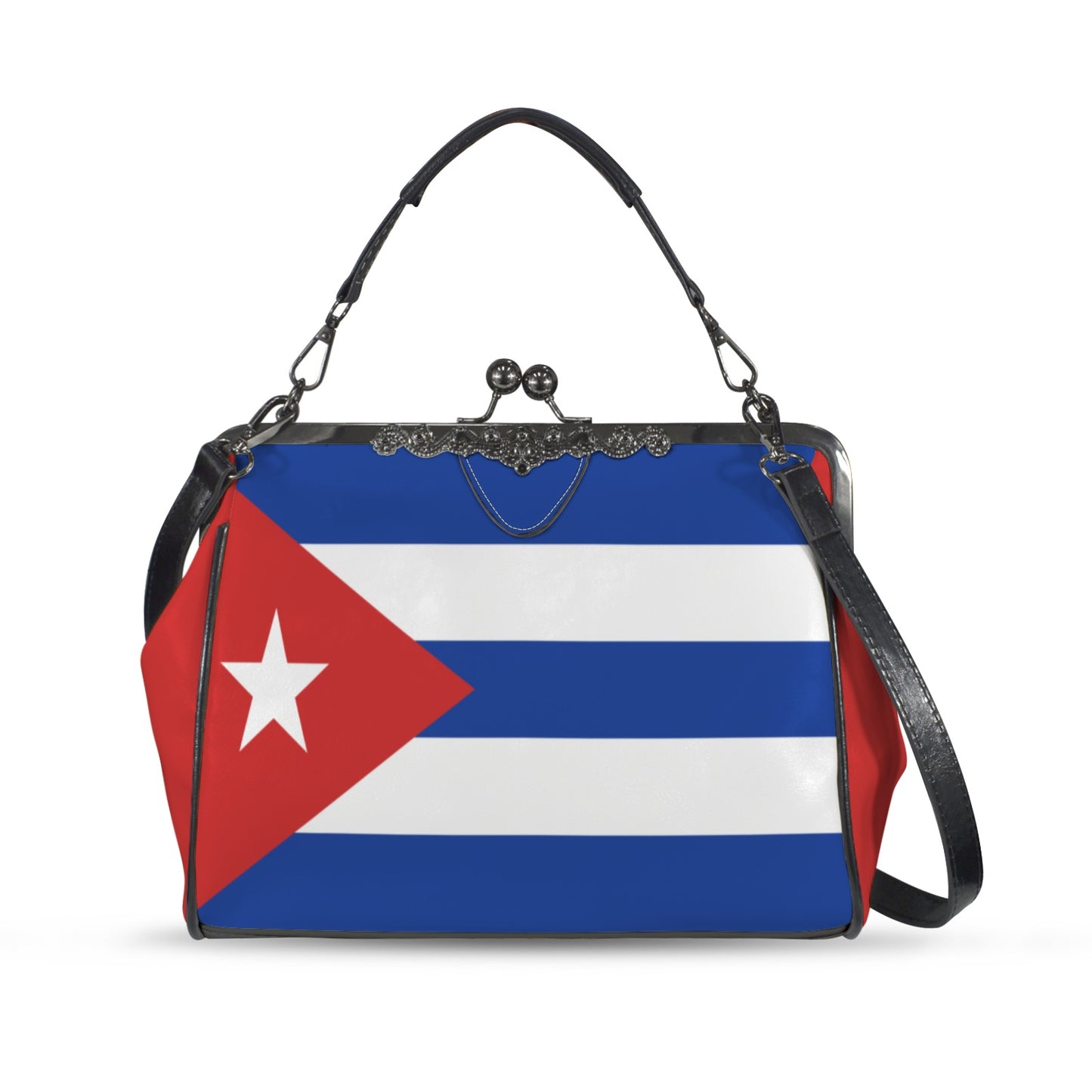Cuba Flag Inspired Kisslock Crossbody Shoulder Bag