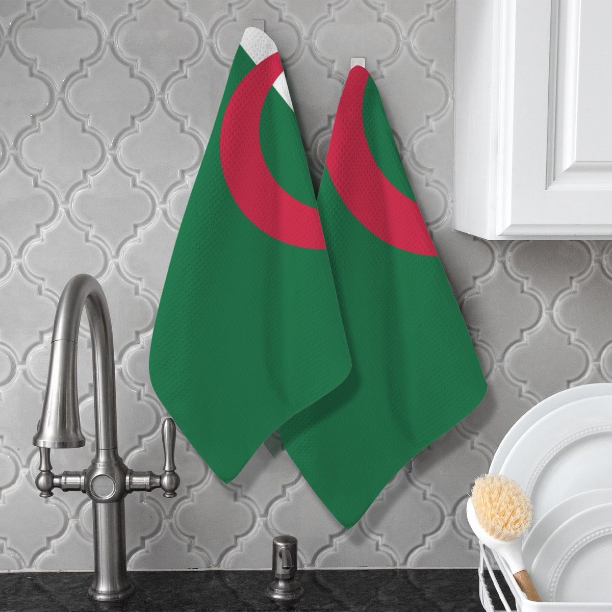 Algeria Flag Inspired Kitchen Towel 40X60cm (Pack of 2) | Printed In the USA