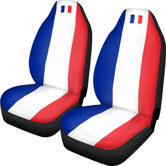 [Brand] car seat covers featuring red, white, blue stripes.