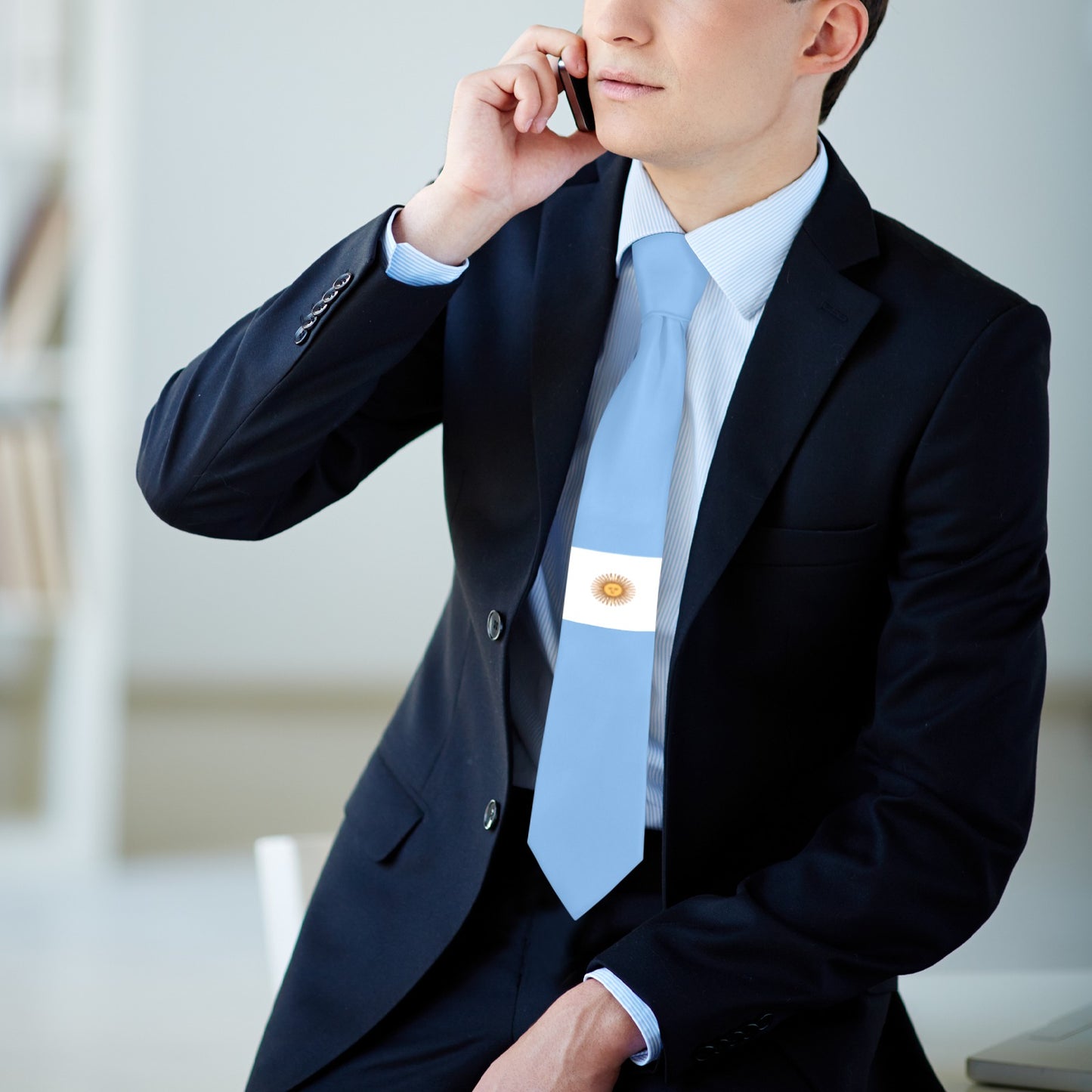 Argentina Flag Inspired Classic Necktie (Two Sides)