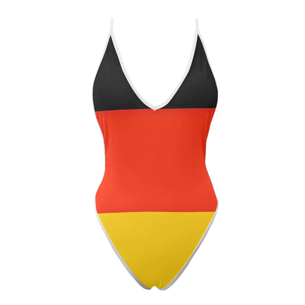 Germany Flag Inspired One-Piece Thong Swimsuit