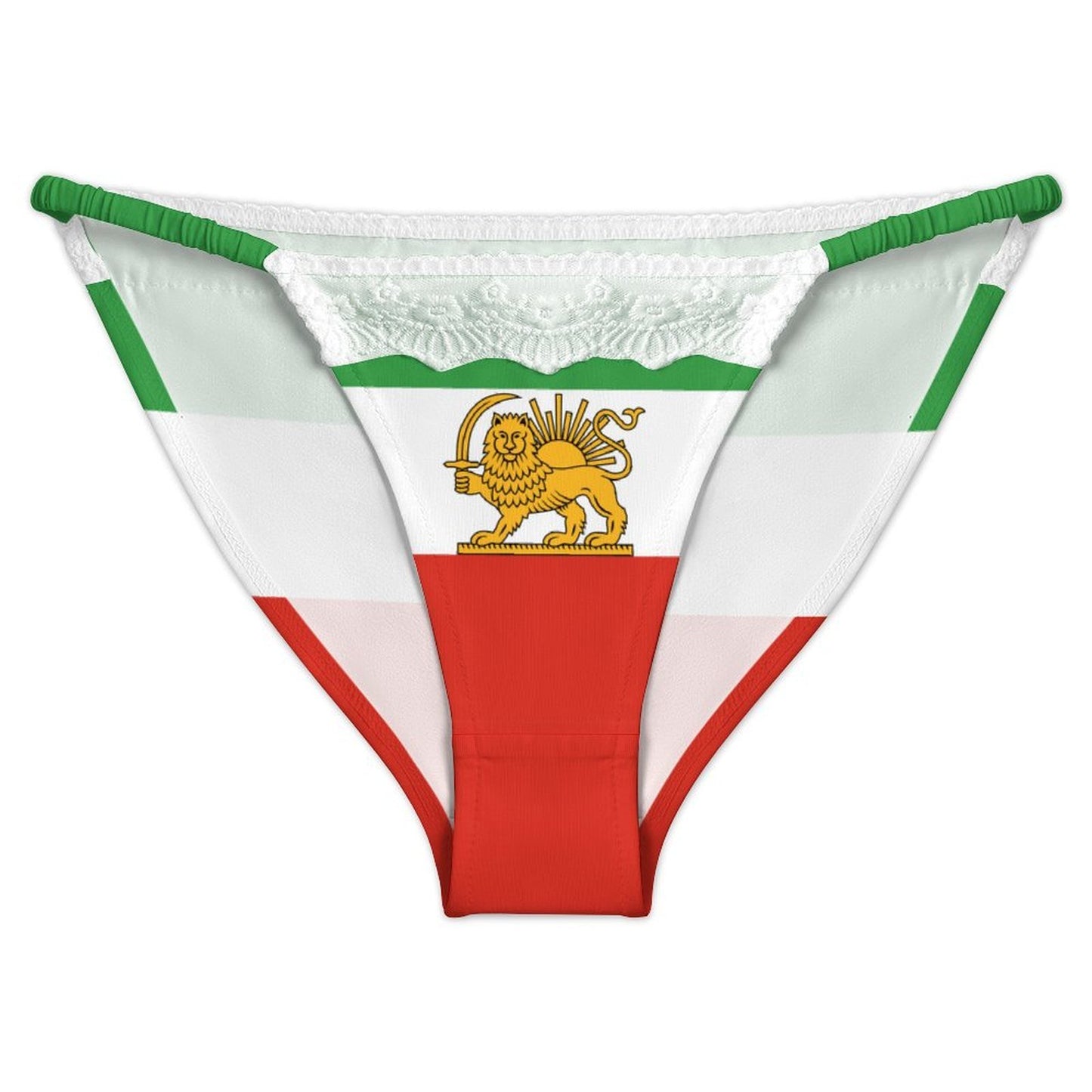 Iran Lion and Sun Flag Inspired Lace Trim Underwear