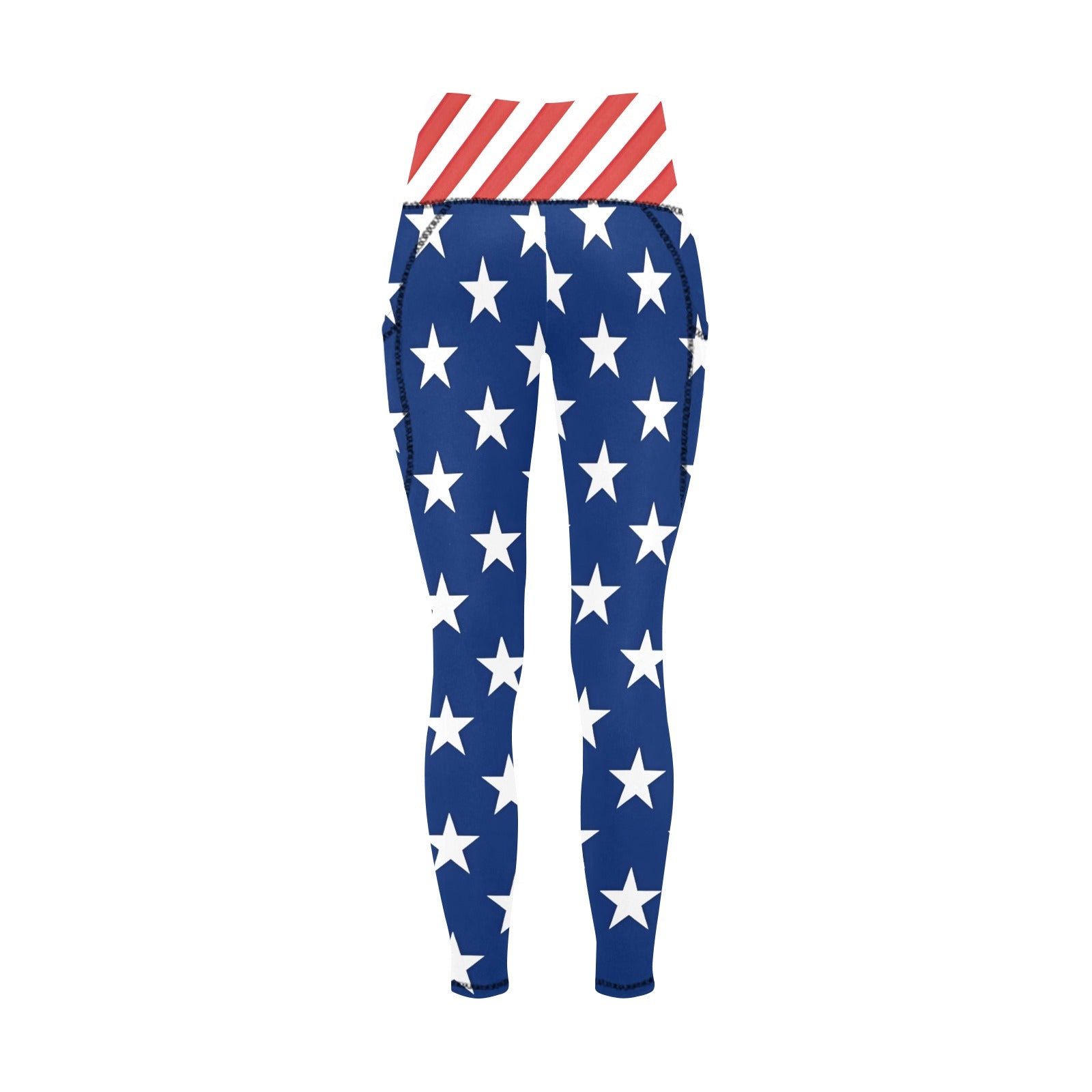 Pants with American flag design on a white background