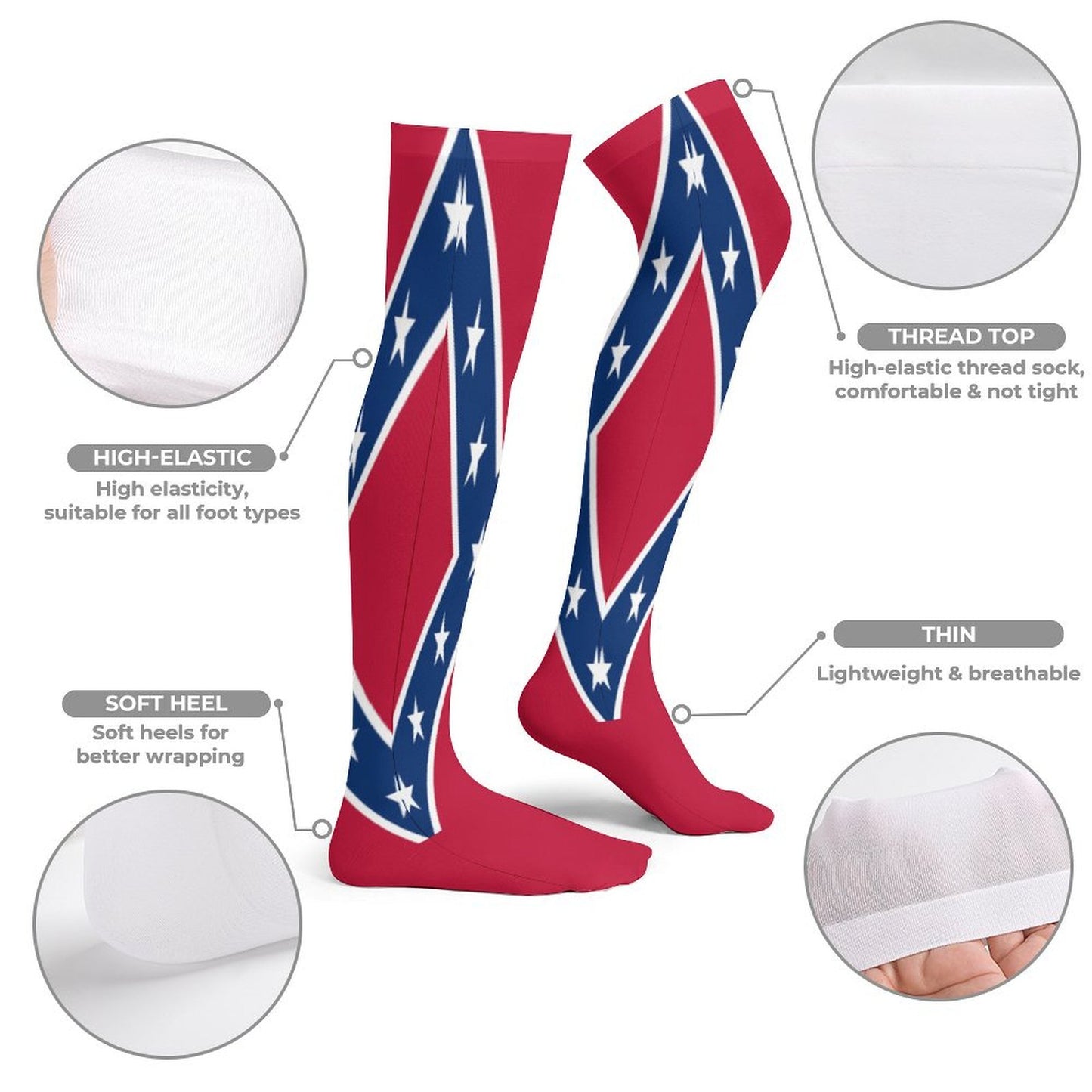 Confederate States Flag Trendy Stockings(Long)