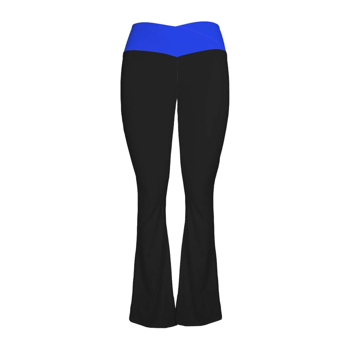 Thin Blue Line Flag Inspired Women's V-Crossover High Waisted Flare Leggings