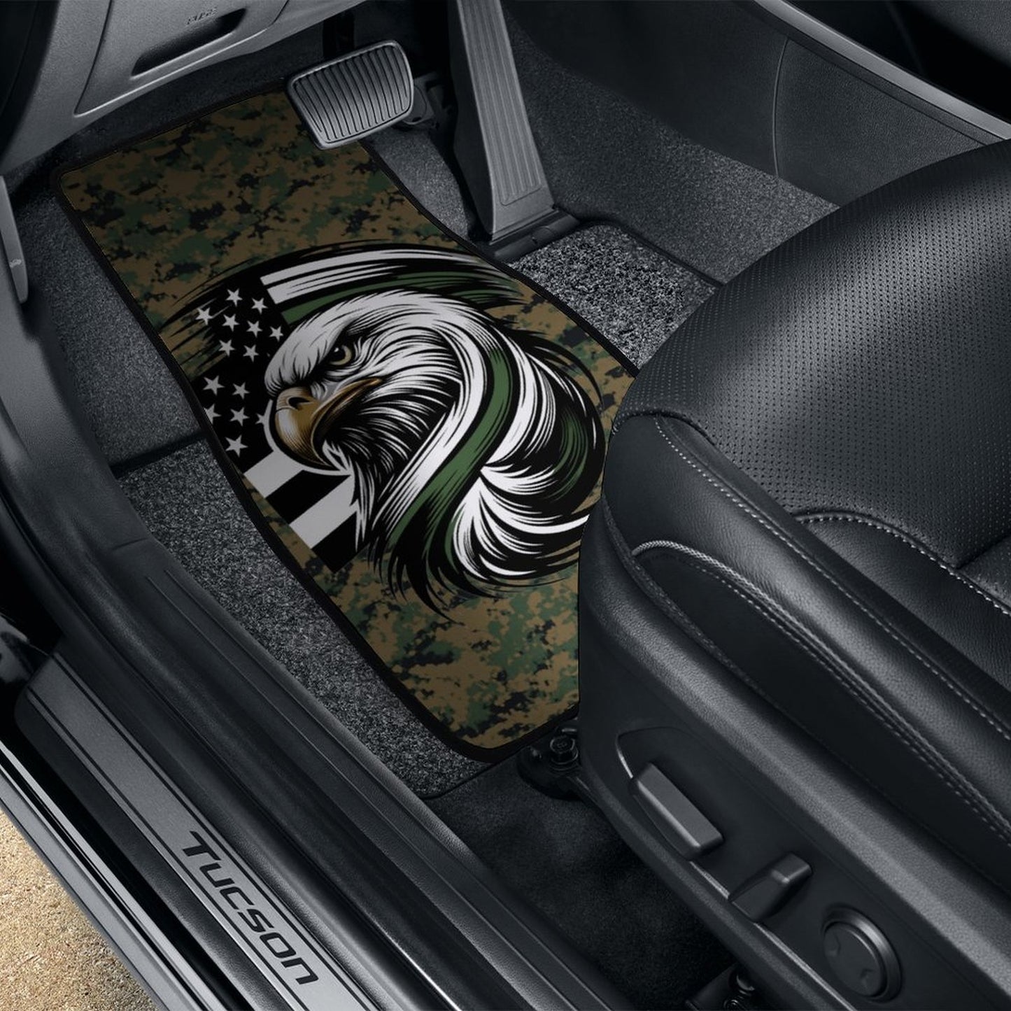 Thin Green Line Flag Inspired Eagle On Digital Camo Car Floor Mats(4pcs)