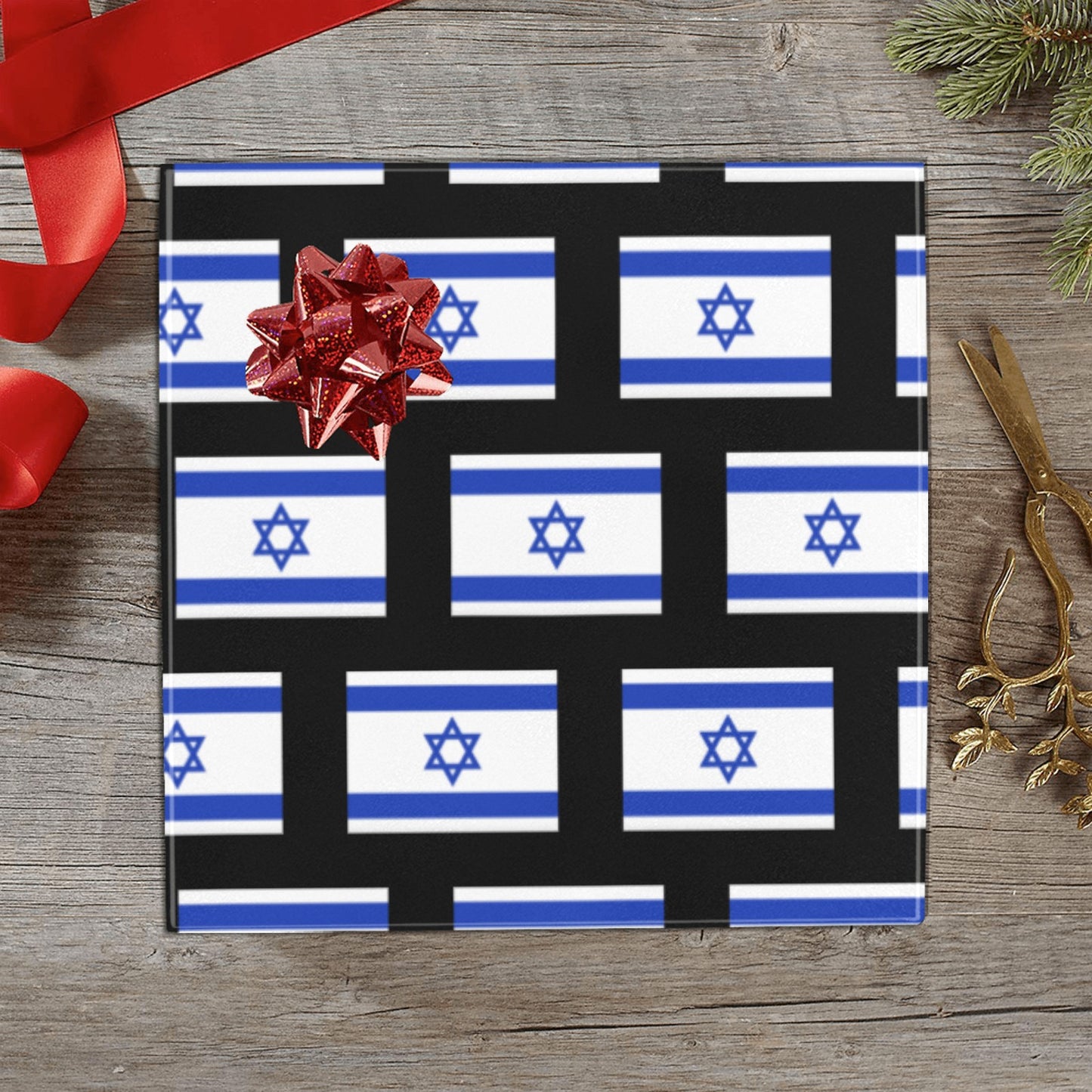 Israel Flag Custom Gift Wrapping Paper 58"x 22.5" (4 Rolls)