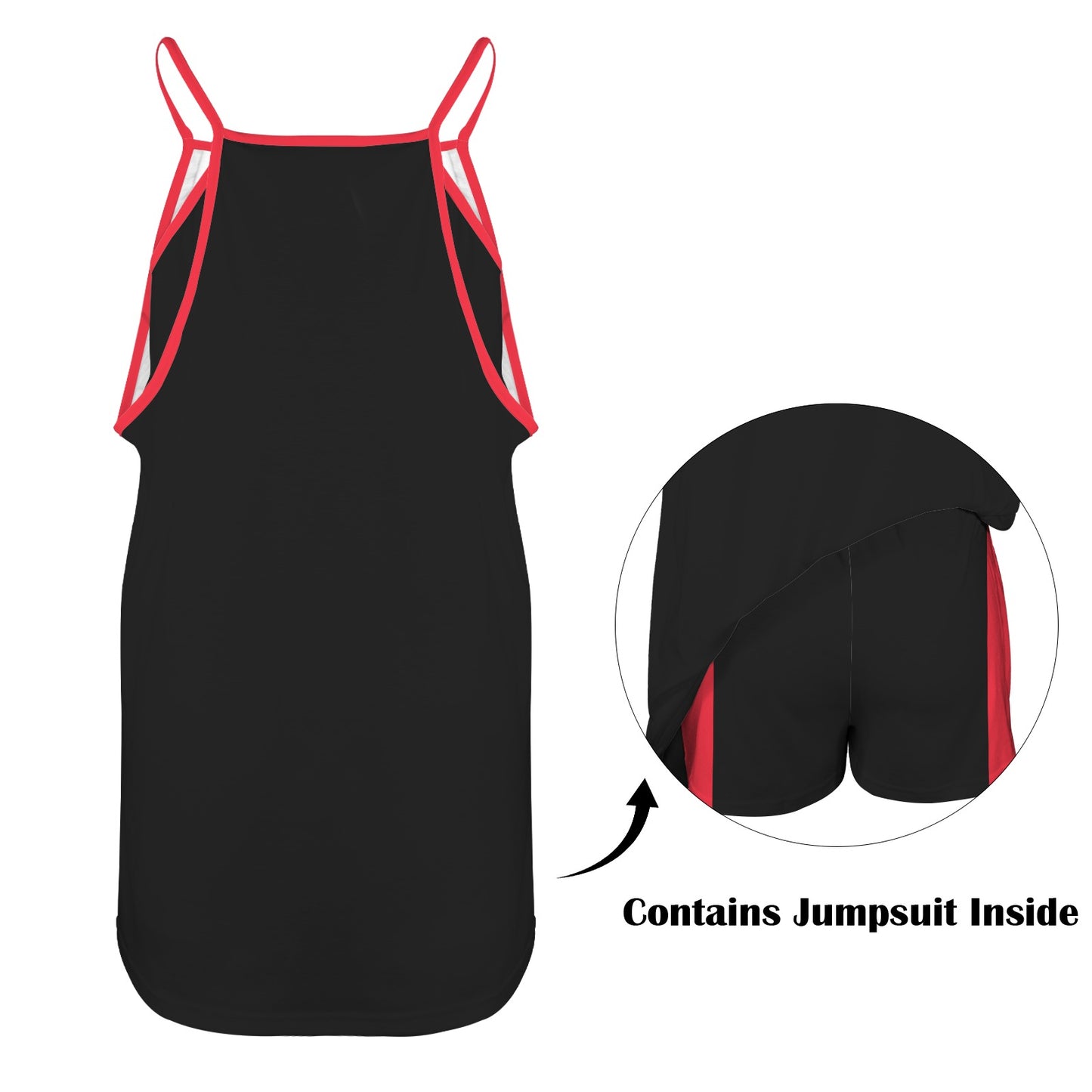 Thin Red Line Flag Inspired Women's Double-Layered Camisole Dress