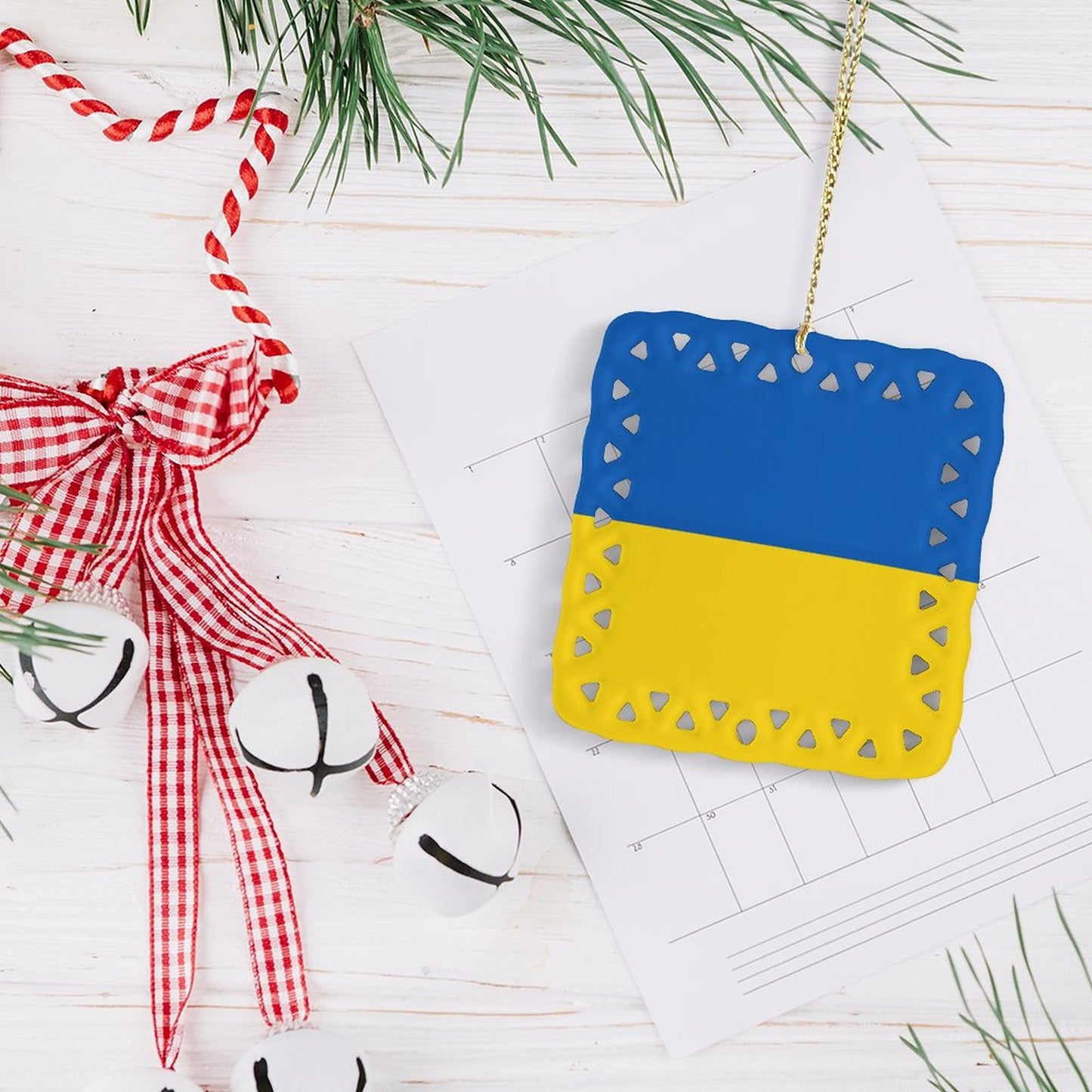 Ukraine Flag Inspired Square Ceramic Ornament Made in the USA