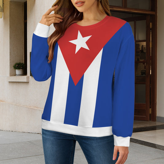 Cuba Flag Inspired Women's Crew Neck Sweater Printed in the USA