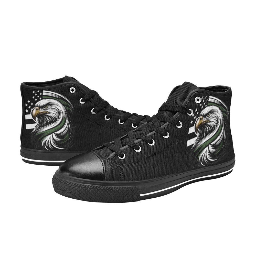 Thin Green Line Eagle Mens High Top Canvas Shoes