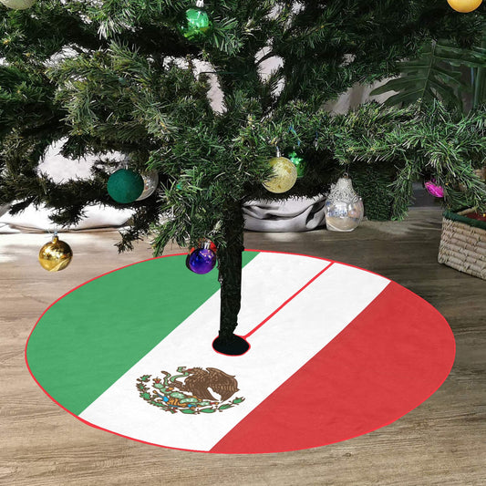 Mexico Flag Thick Christmas Tree Skirt 47" x 47"