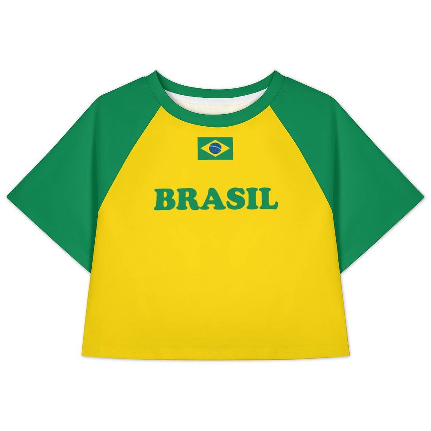 Brazil Flag Inspired Women's Cropped Shirt