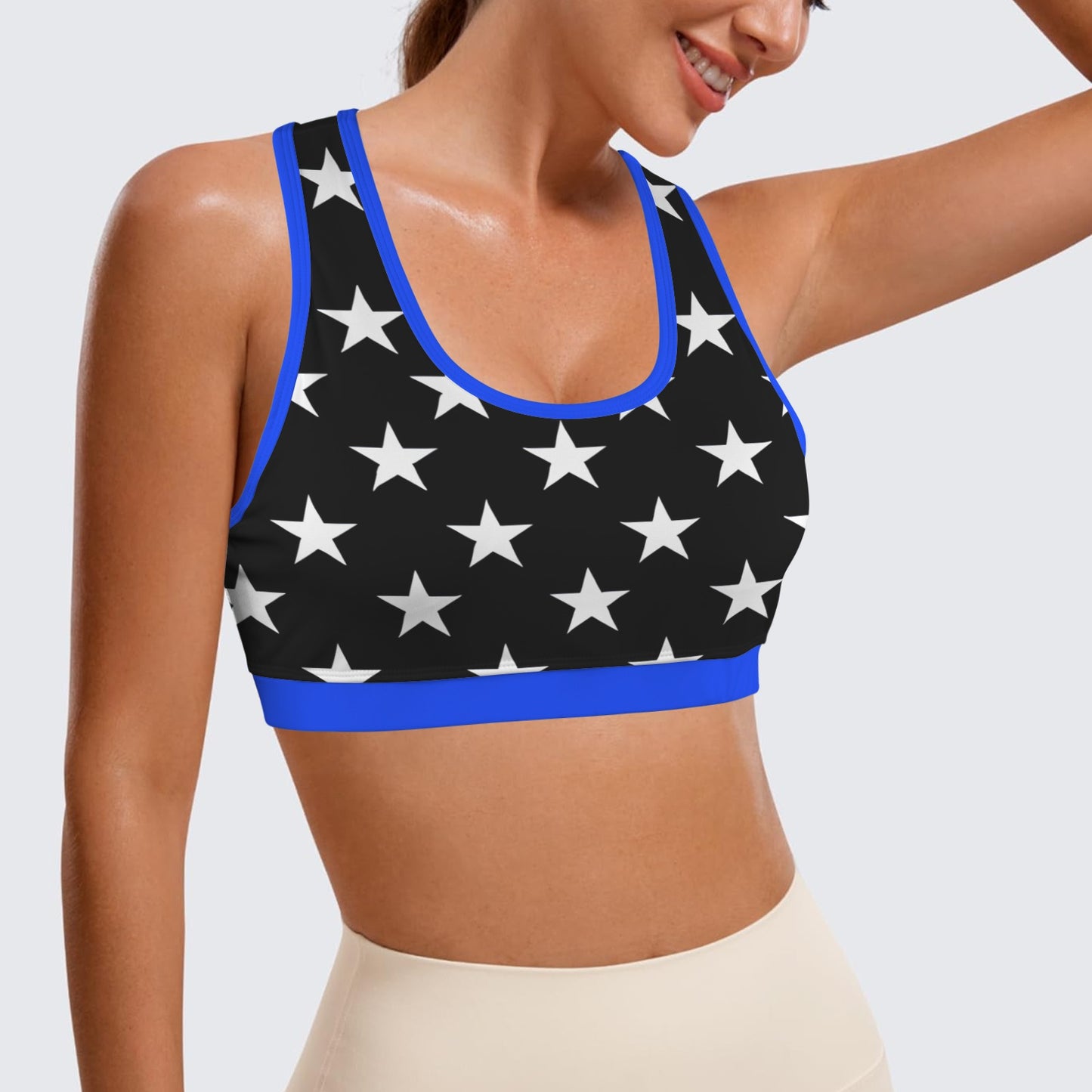 Thin Blue Line Flag Racerback Sports Bra