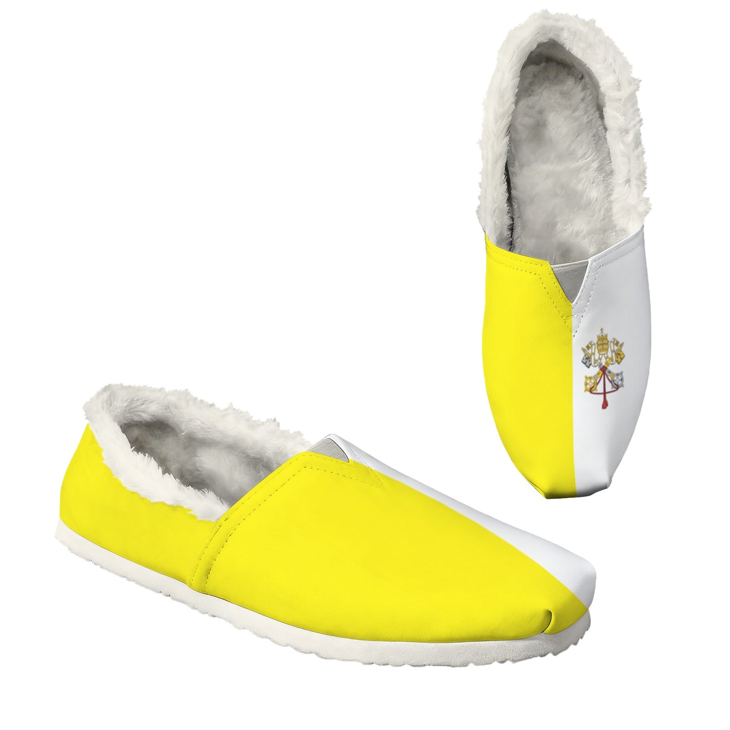 Vatican City Flag Inspired Women's Fleece-Lined Canvas Slip-On