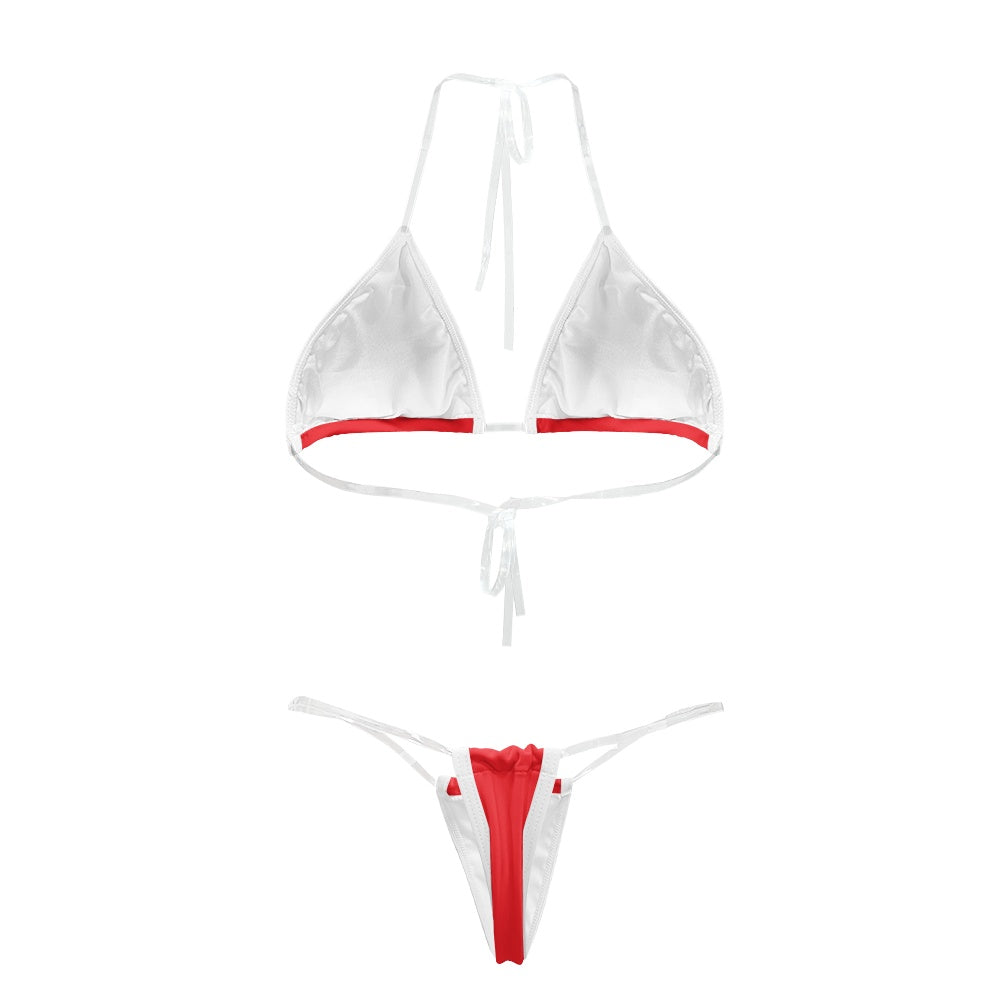 China Flag Inspired Transparent String Bikini