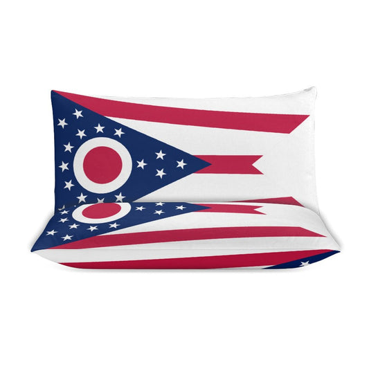 Ohio Flag Inspired 3-Piece Bedding Set (1 Duvet Cover + 2 Pillow Shams) – 102"×90"