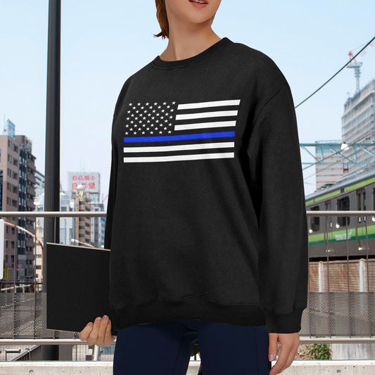 Thin Blue Line Flag Unisex Fleece Sweatshirt (Made in the USA)