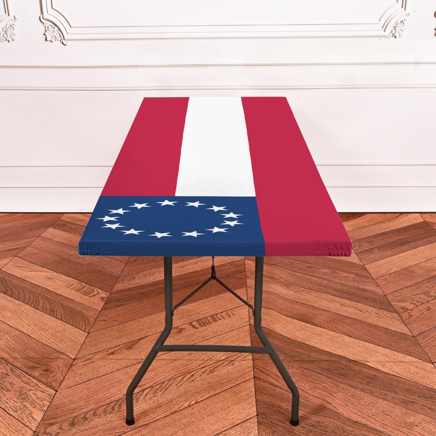 Confederate States Flag Inspired Custom Elastic Fitted Tablecloth 72x30 inch (Made in the USA)