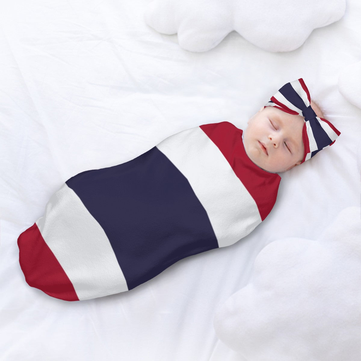 Thailand Flag Inspired Baby Swaddle Sack with Baby Headband