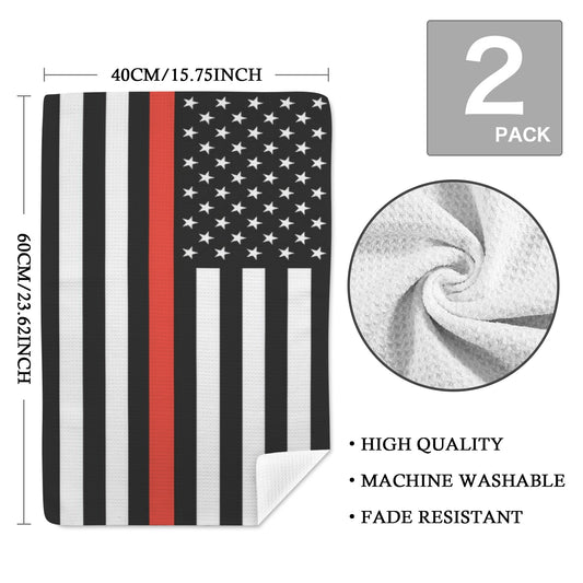 Thin Red Line Flag Inspired Kitchen Towel 40X60cm (Pack of 2) (Made in the USA)