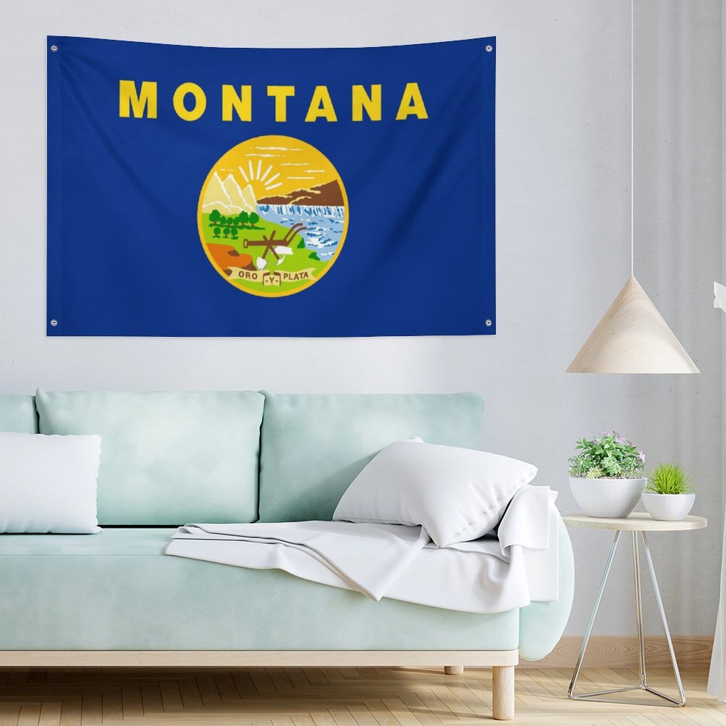Montana  Flag Inspired Wall Mount Flag with Four Grommets (35x59 in)